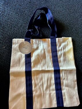 Canvas Grocery Tote with Navy Straps
